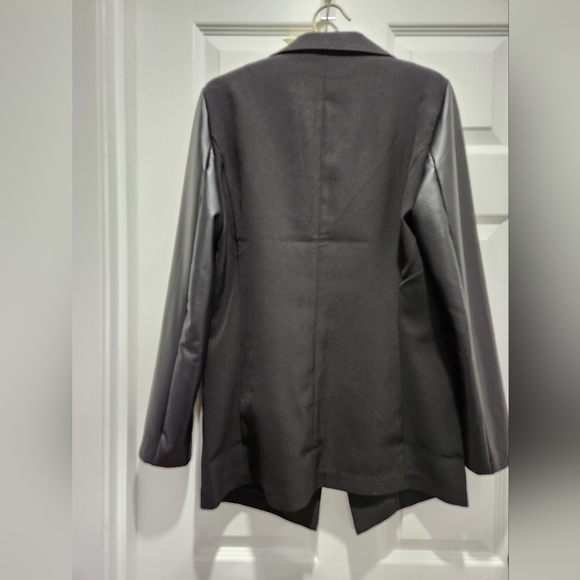 Blazer with Faux Leather Sleeves - Picture 2 of 3